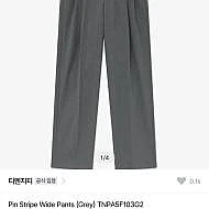 TNGT 핀 스트라이프 와이드 팬츠 그레이